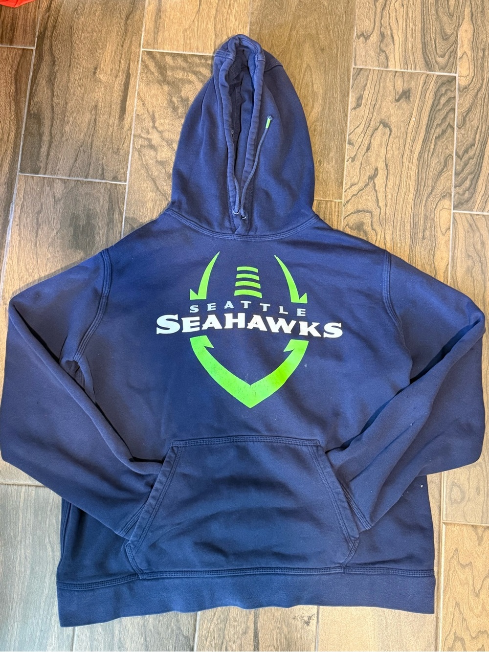 NFL Seattle Seahawks Navy Crewneck Sweater with Neon Green Logo